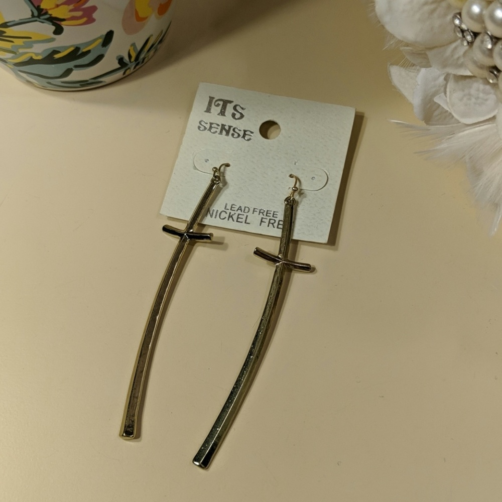 💛NWT Gold Cross Earrings